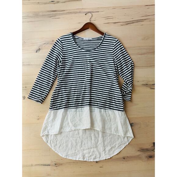 Cut Loose Women's Linen Top/T Shirt Braton Strip Nautical Size M Lagen Look - Picture 6 of 9